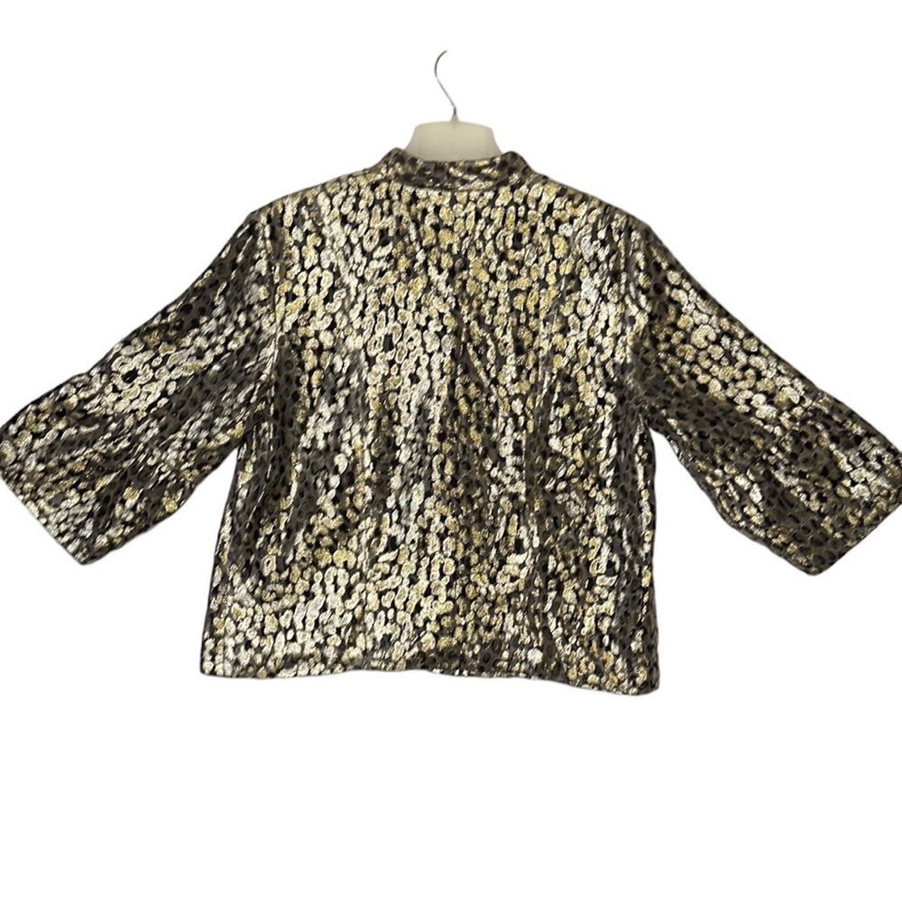 Chicos Metalic "Animal Print" Swing Jacket Size 2 - Picture 3 of 6
